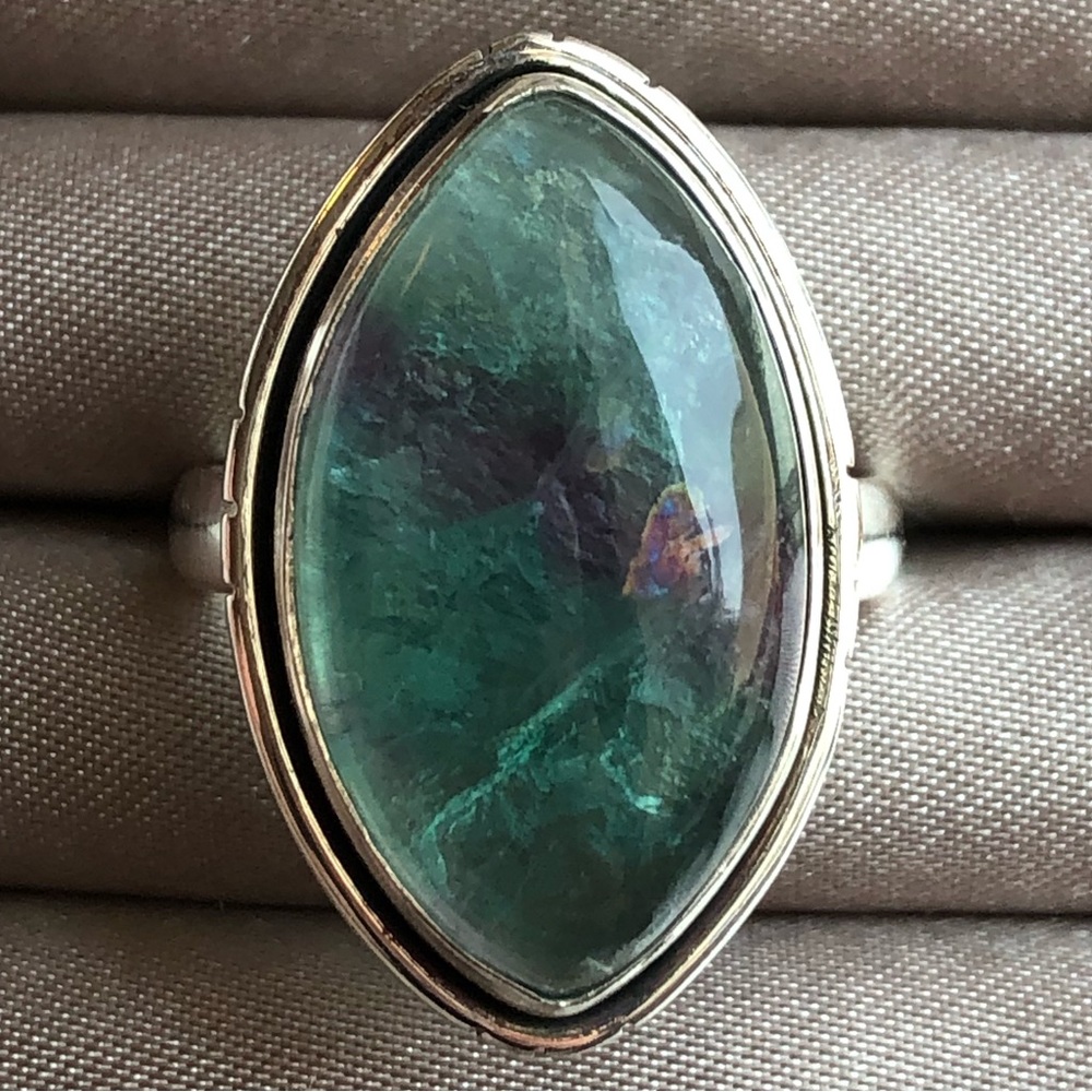 Sterling silver and genuine fluorite ring size 8